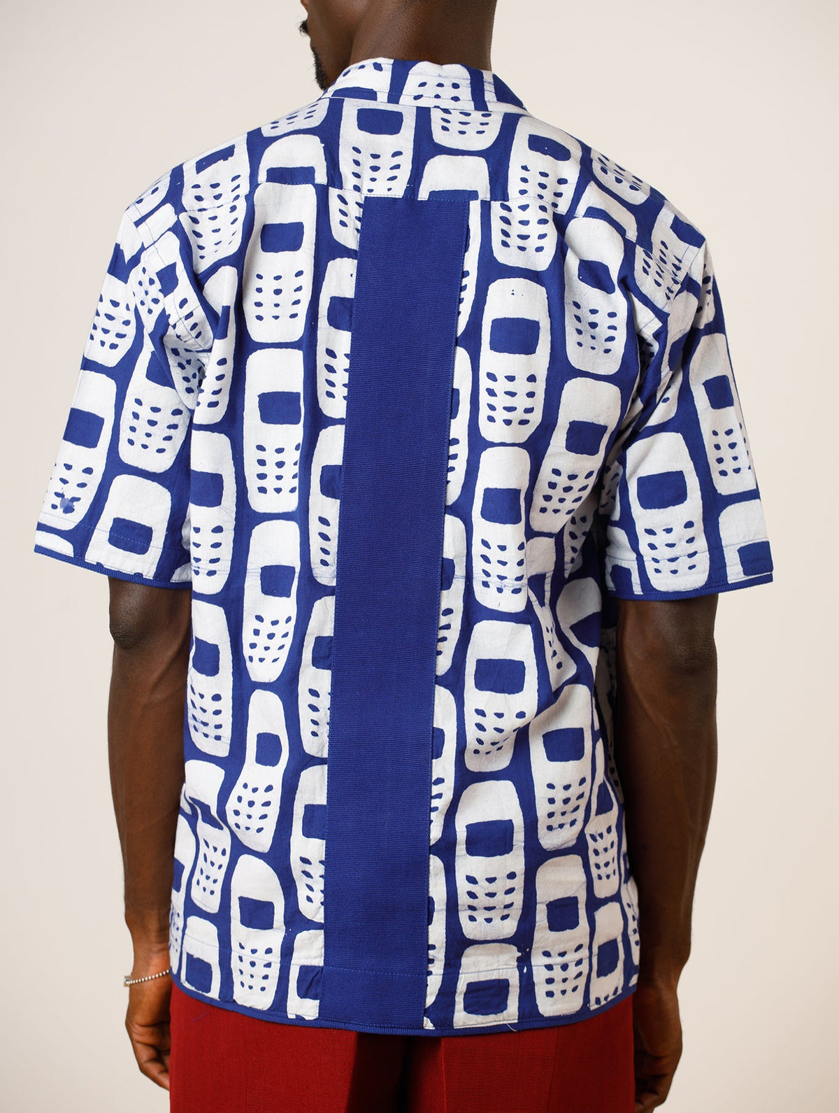 Telephone Design Shirt with Embroidery Pocket