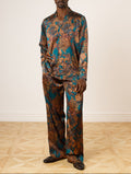 Ara Silk Set in Brown/ Green