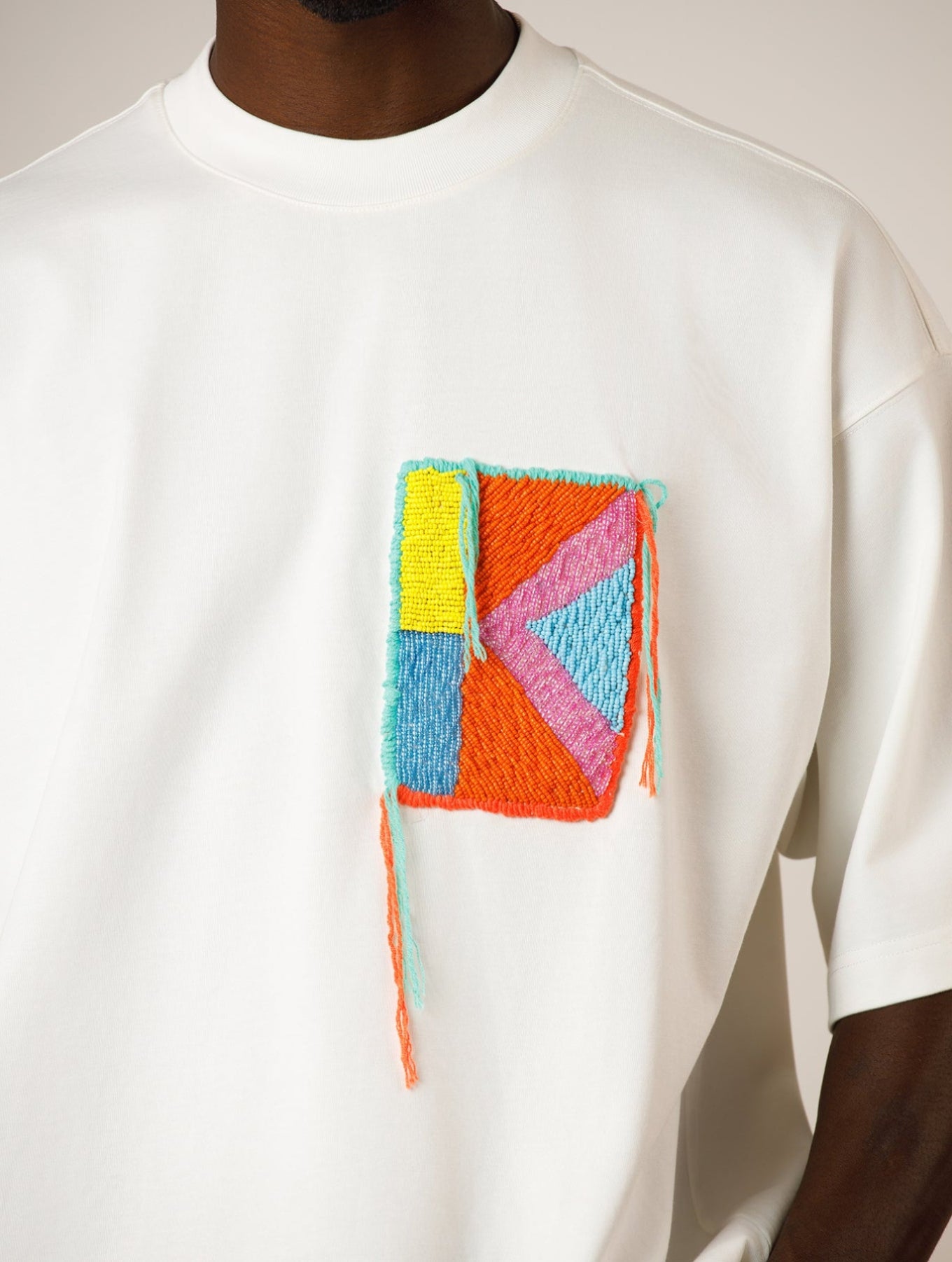 Yellow & Pink Beaded T-Shirt