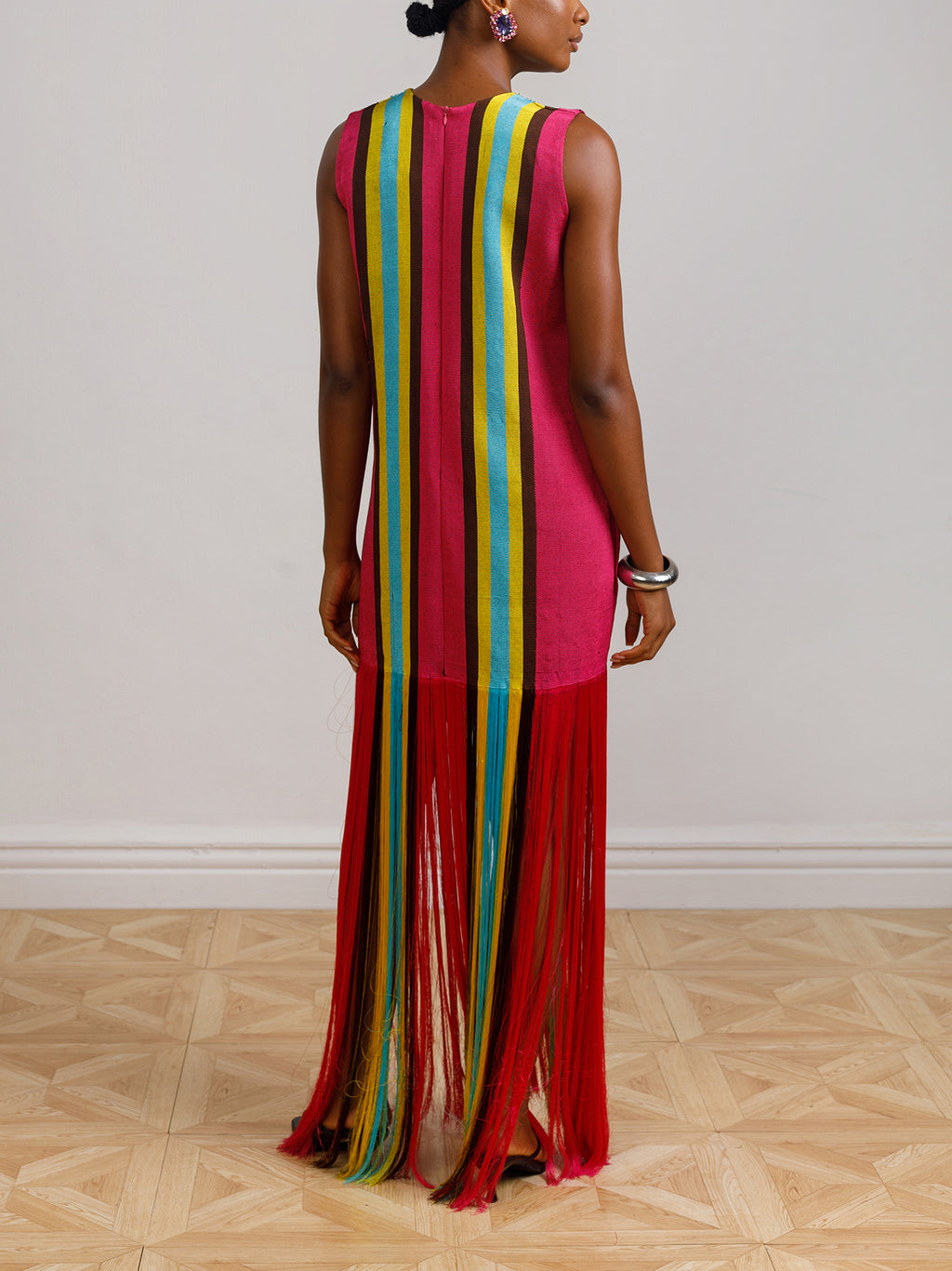 Embellished Multiple Akwete Stripe Dress