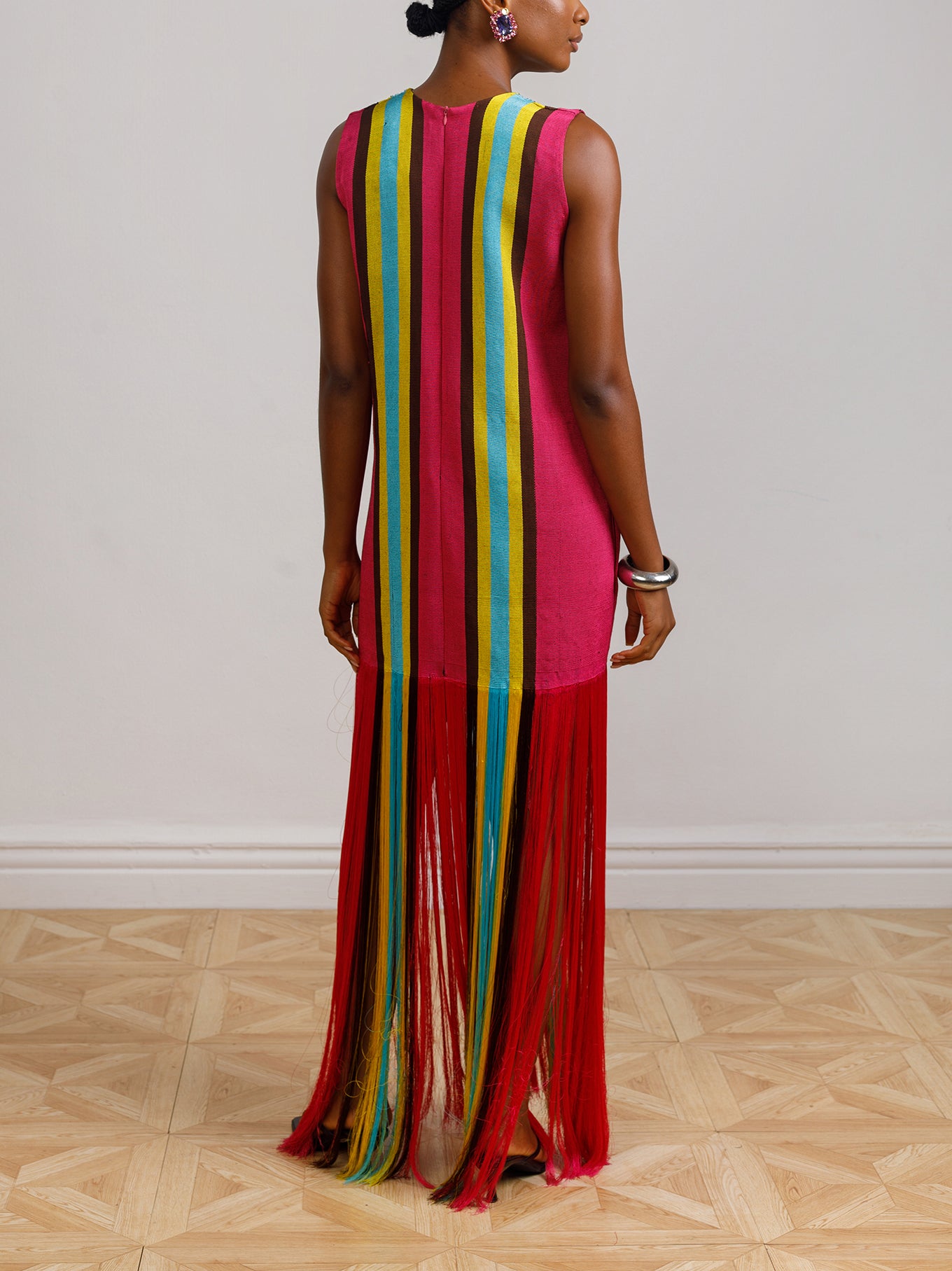 Embellished Multiple Akwete Stripe Dress