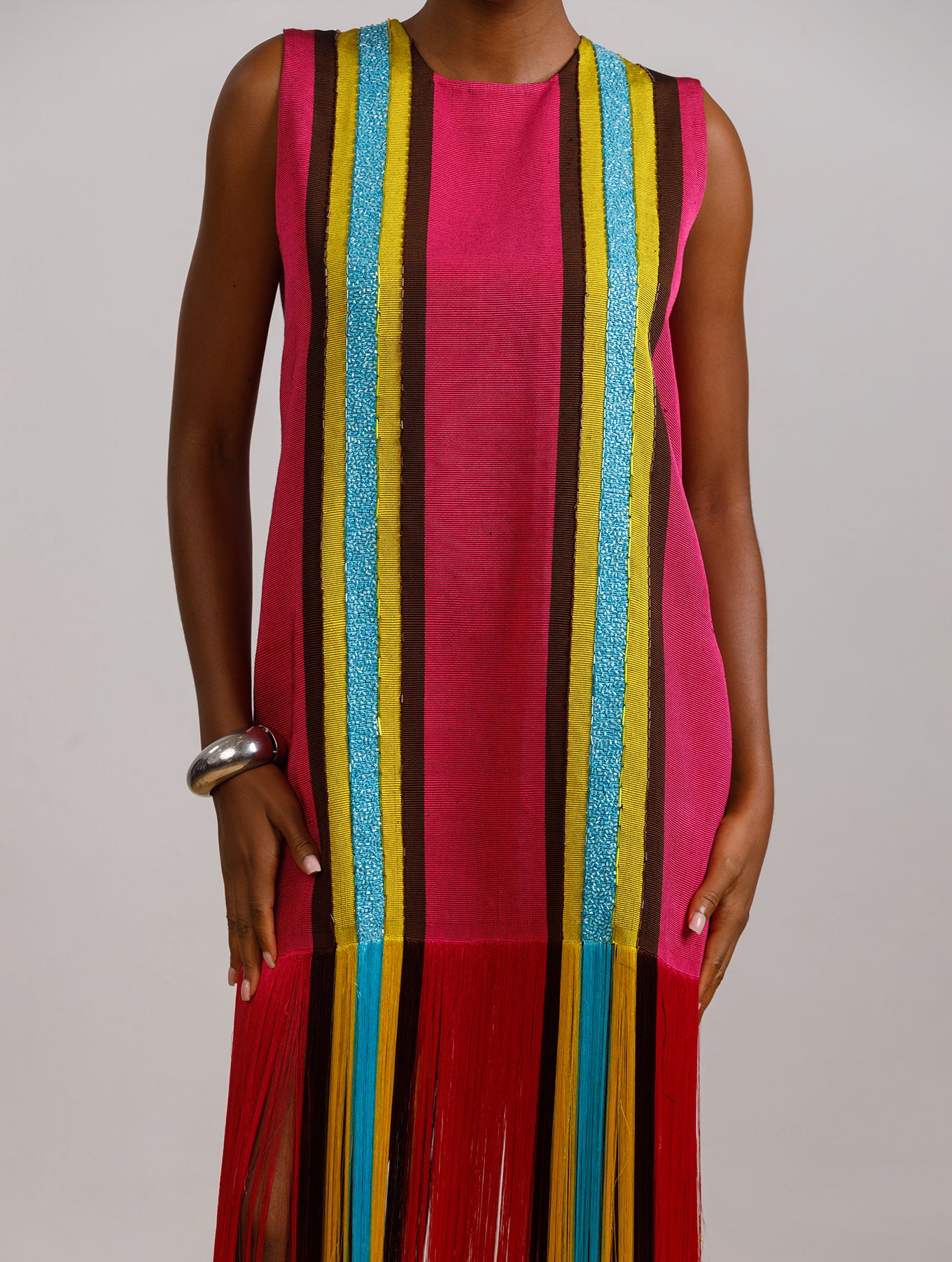 Embellished Multiple Akwete Stripe Dress
