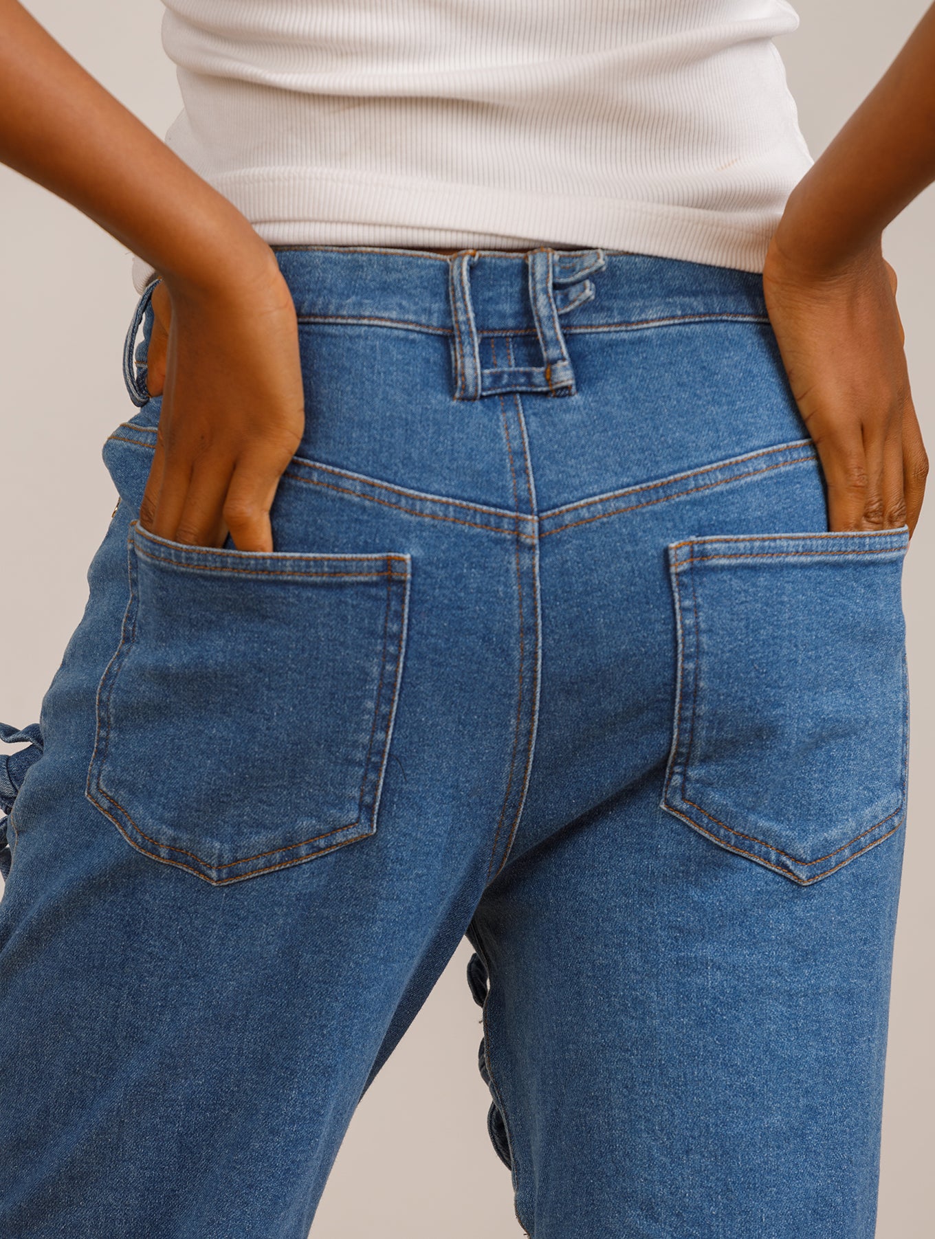 Cut Out Jeans with Bow Detail