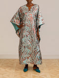 Jacquard Metallic Kaftan in Blue