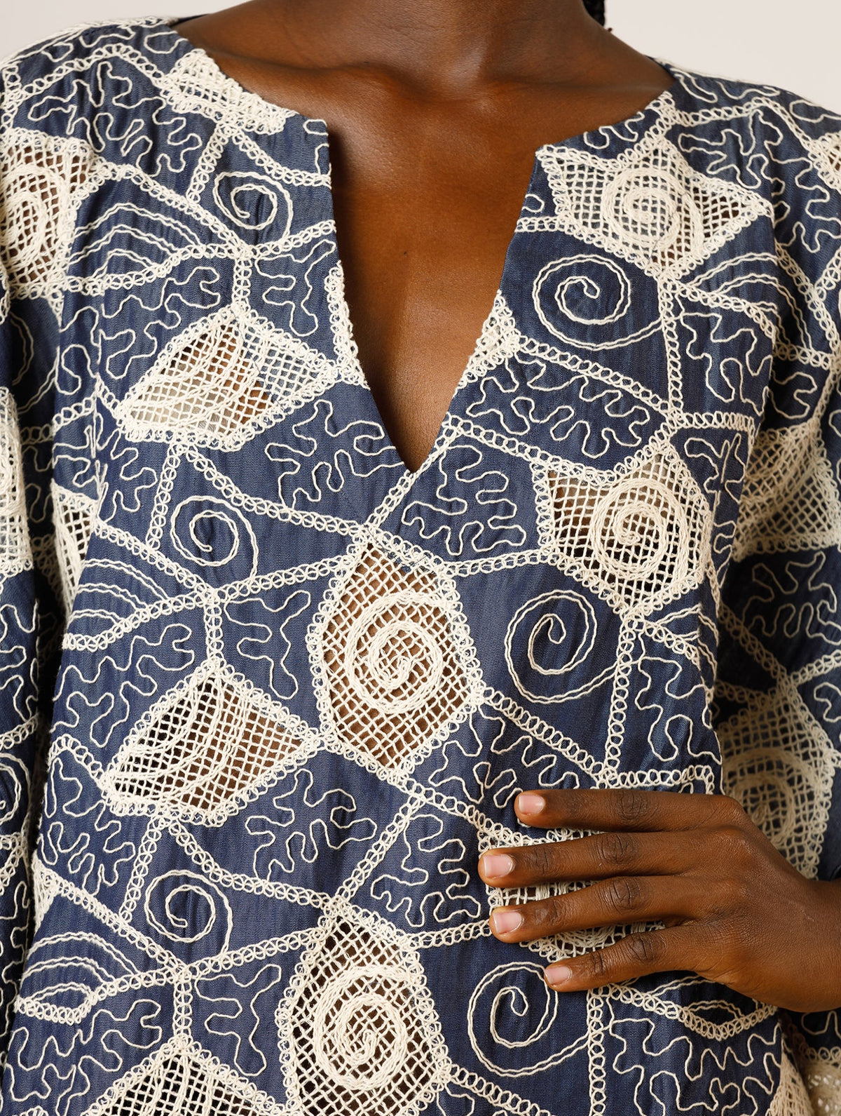 Denim and Lace Kaftan-2