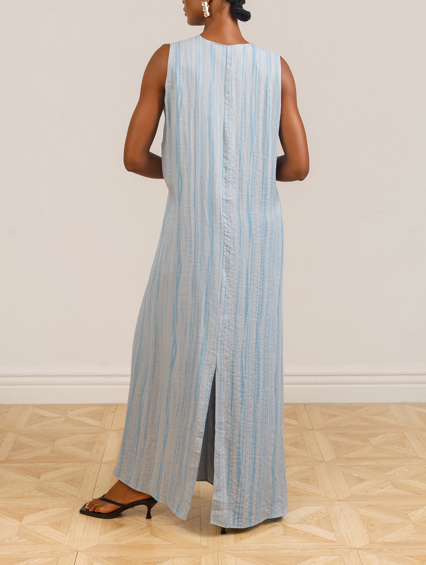 Ojeje Maxi Dress in Blue Print