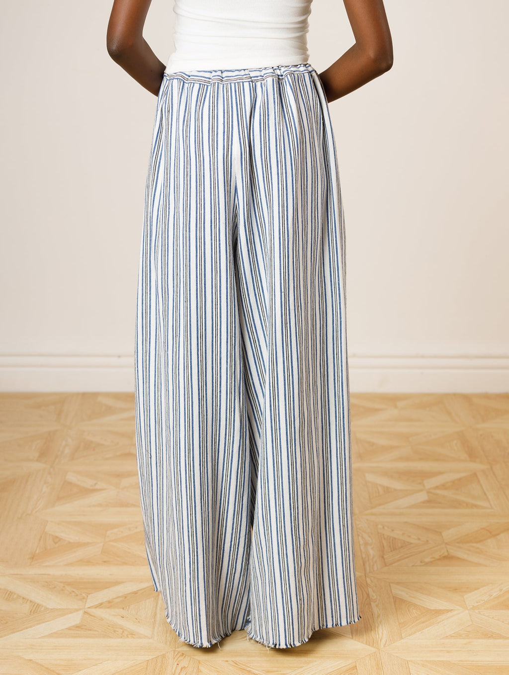 Kanvo Pants in White and Blue Stripes