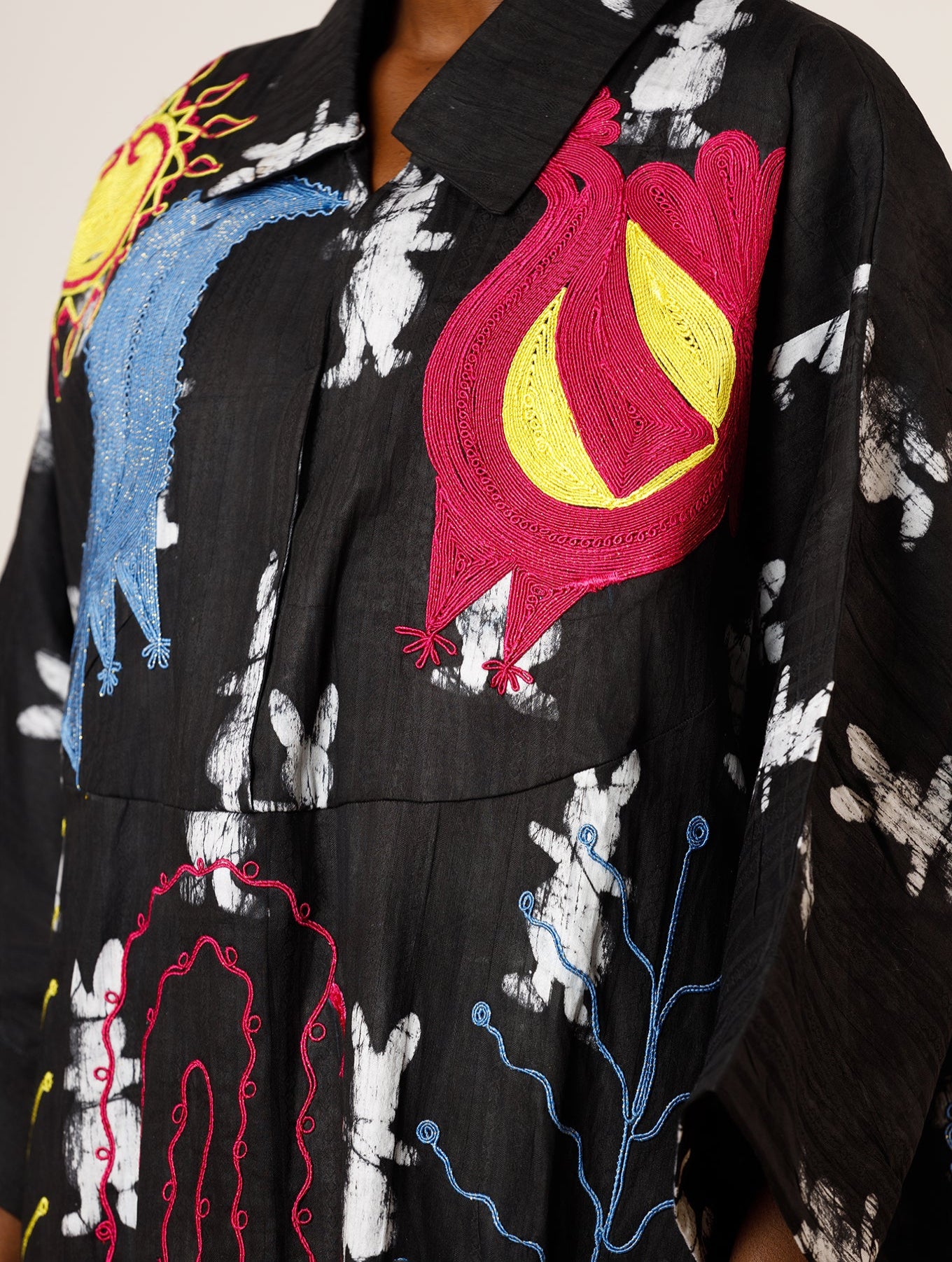 Dye Lab x L’Artisane Black & White Embroidered Shirt