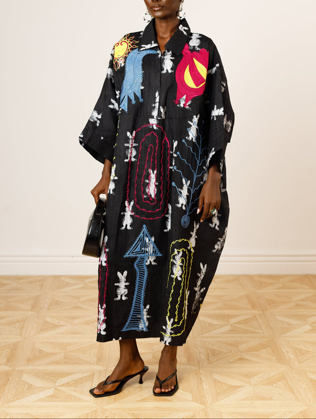 Dye Lab x L’Artisane Black & White Embroidered Shirt