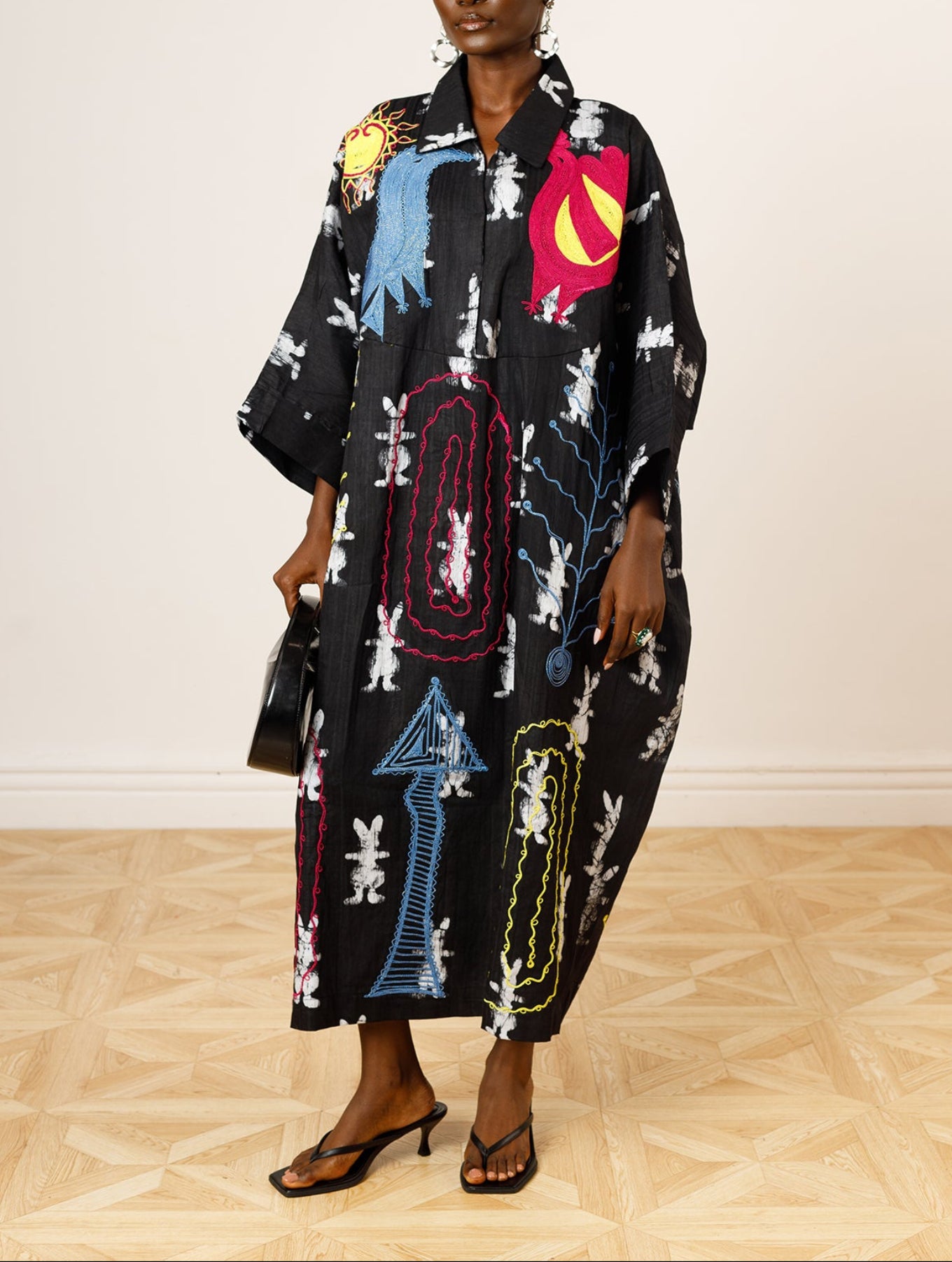 Dye Lab x L’Artisane Black & White Embroidered Shirt