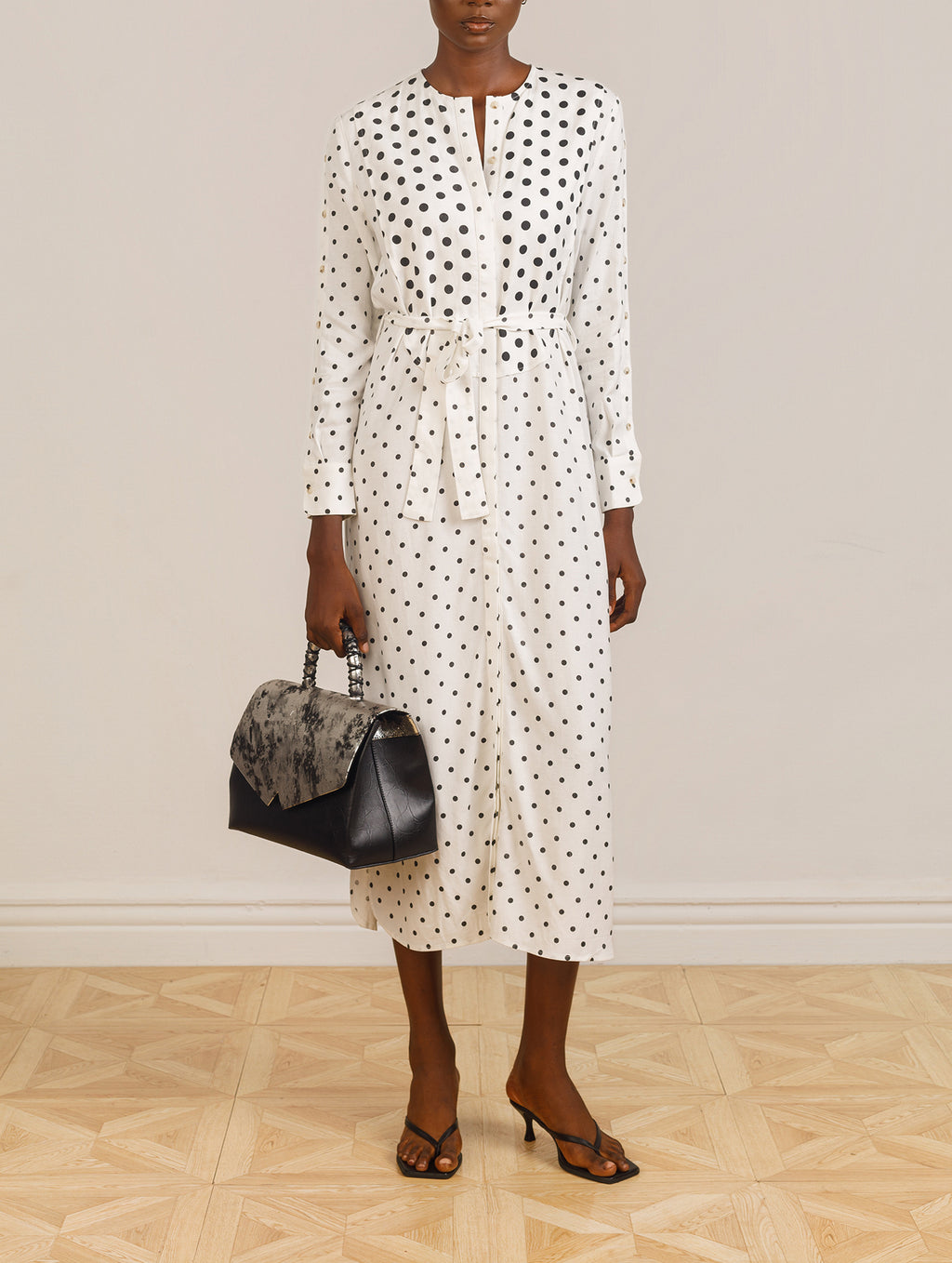 Olori Dress in White Polka Dot Print