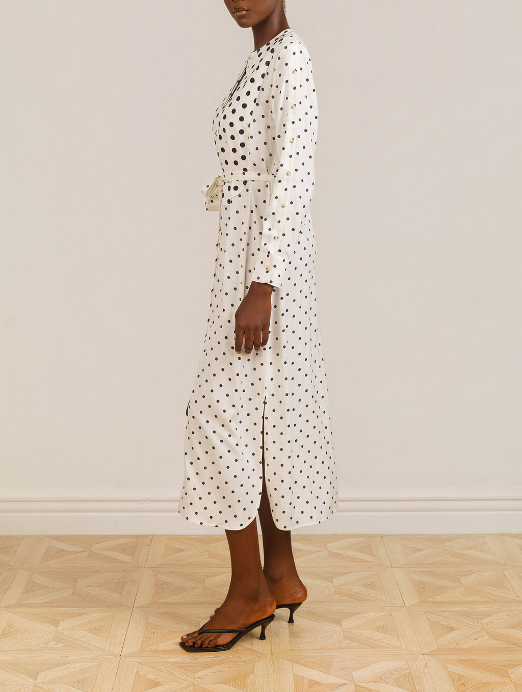 Olori Dress in White Polka Dot Print