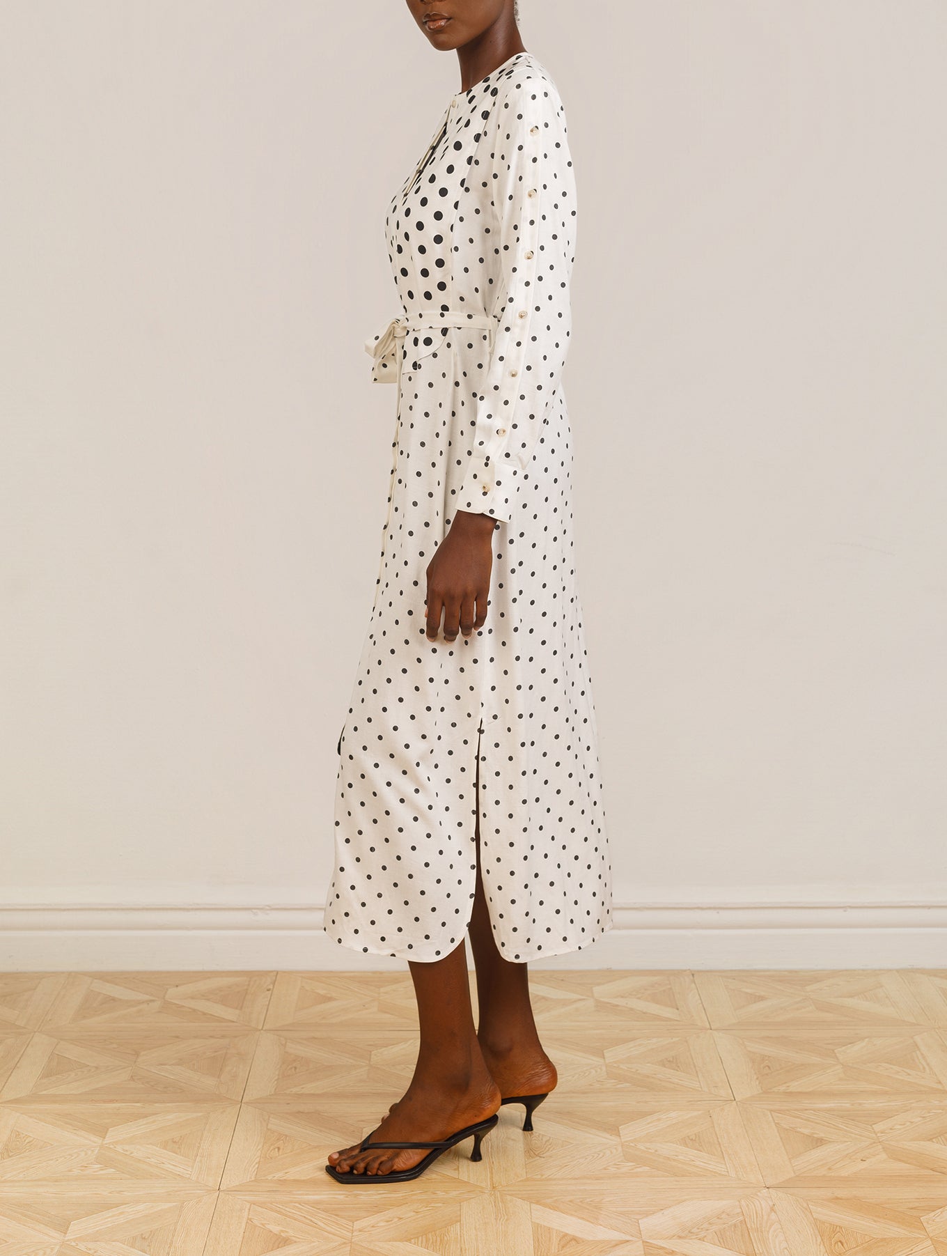 Olori Dress in White Polka Dot Print