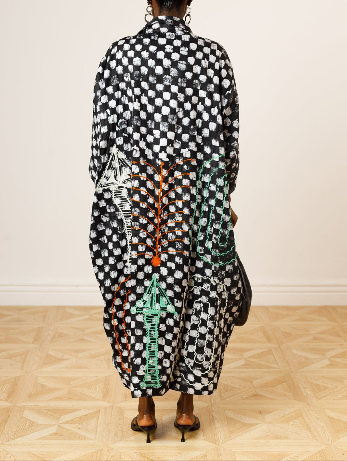 Dye Lab x L’Artisane Black & White Embroidered Shirt