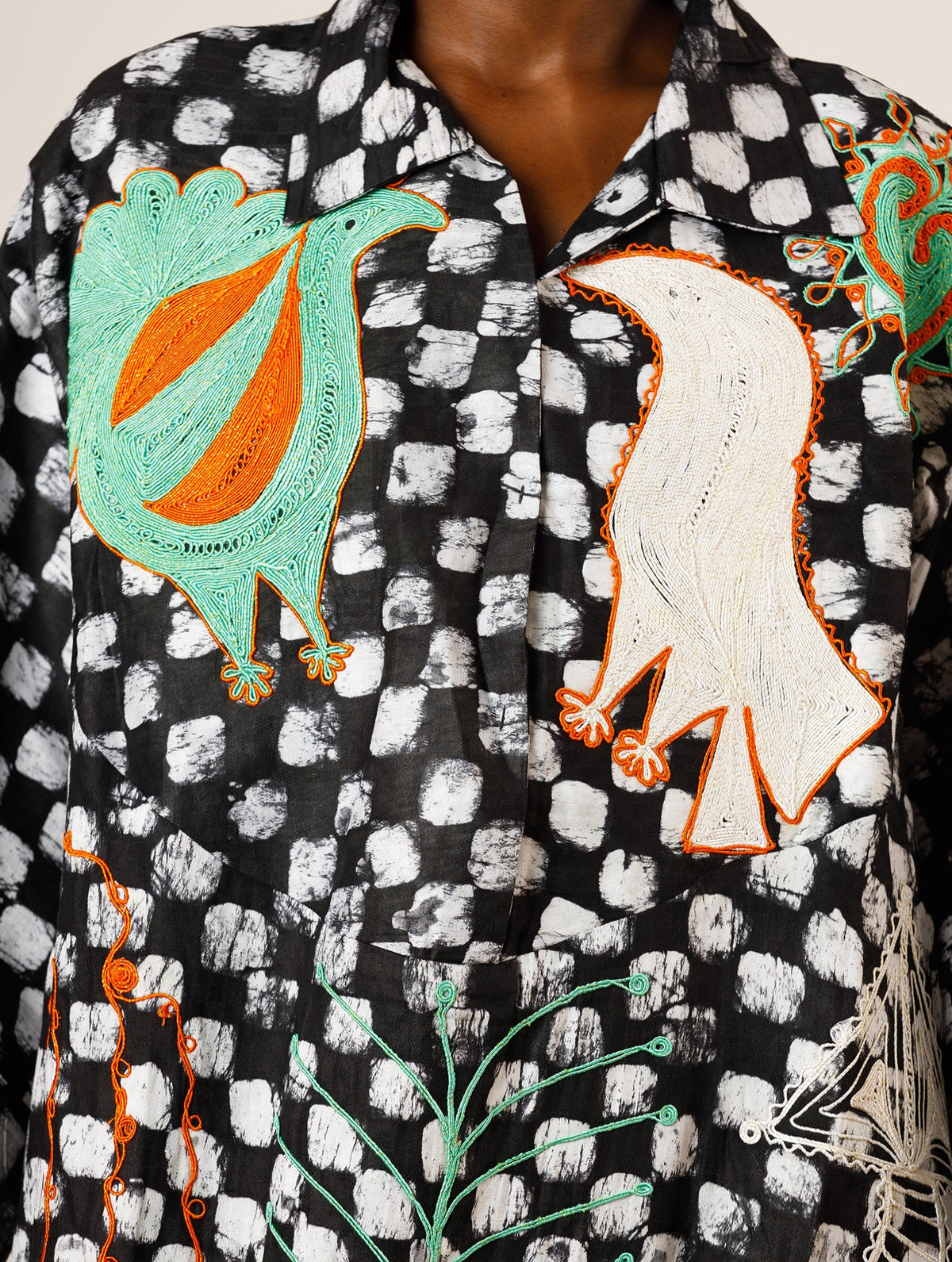 Dye Lab x L’Artisane Black & White Embroidered Shirt