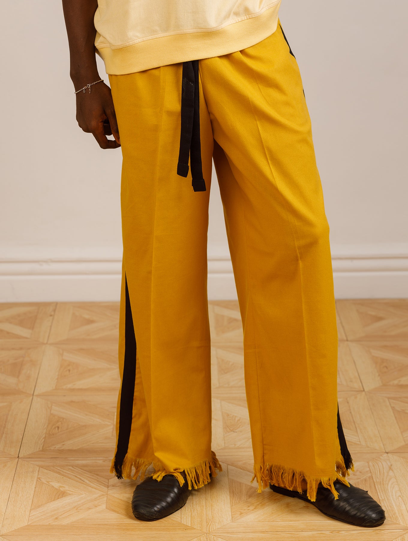 Yellow Print T-shirt with Mustard Palm Wine Trouser Set