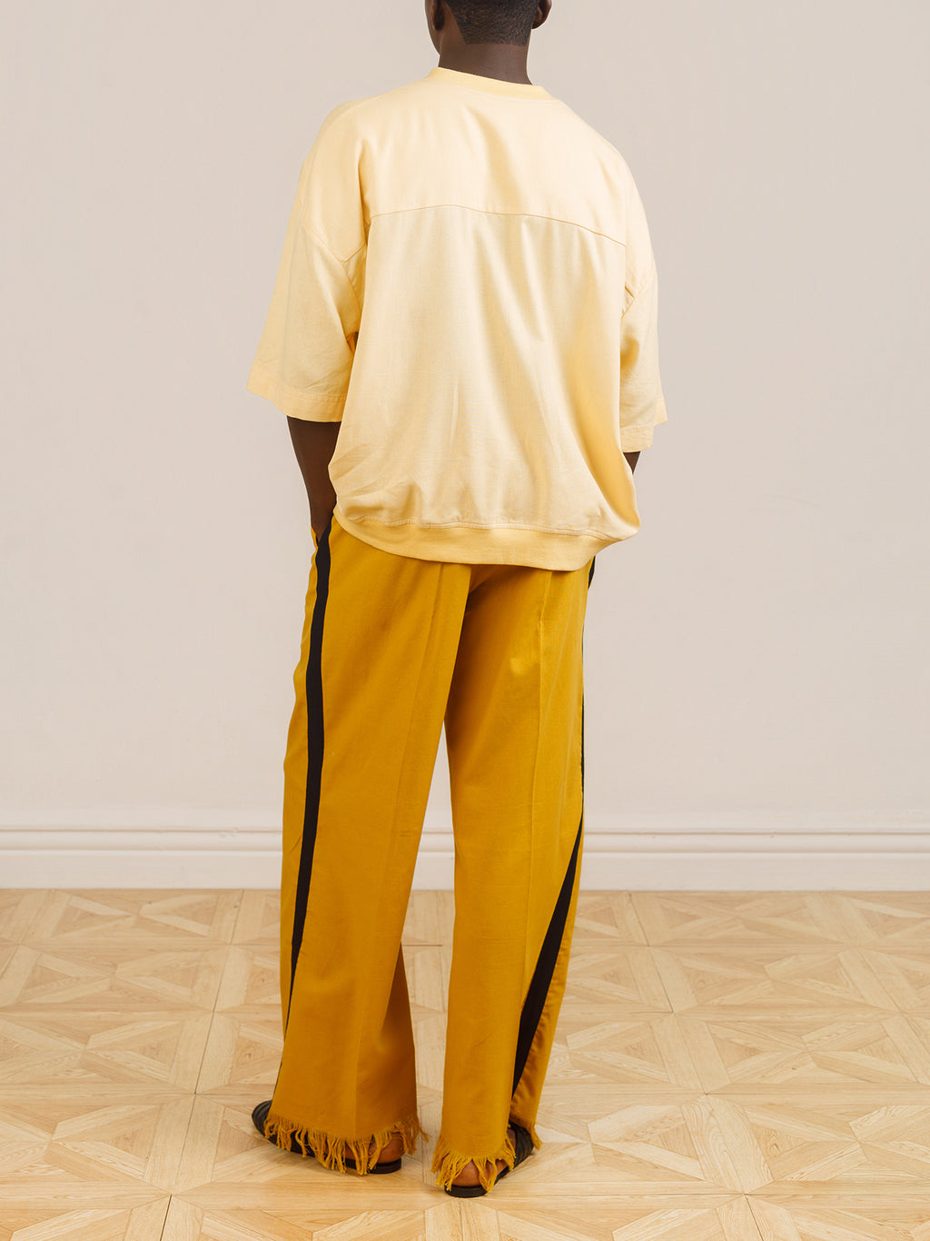 Yellow Print T-shirt with Mustard Palm Wine Trouser Set