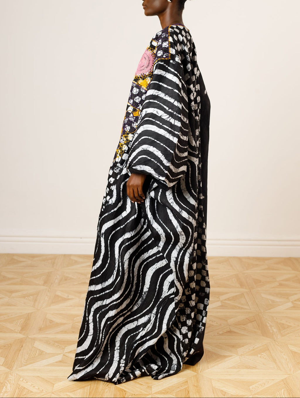 Dye Lab x L’Artisane Black & White Embroidered Agbada