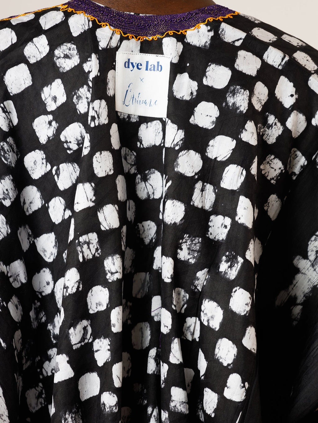 Dye Lab x L’Artisane Black & White Embroidered Agbada