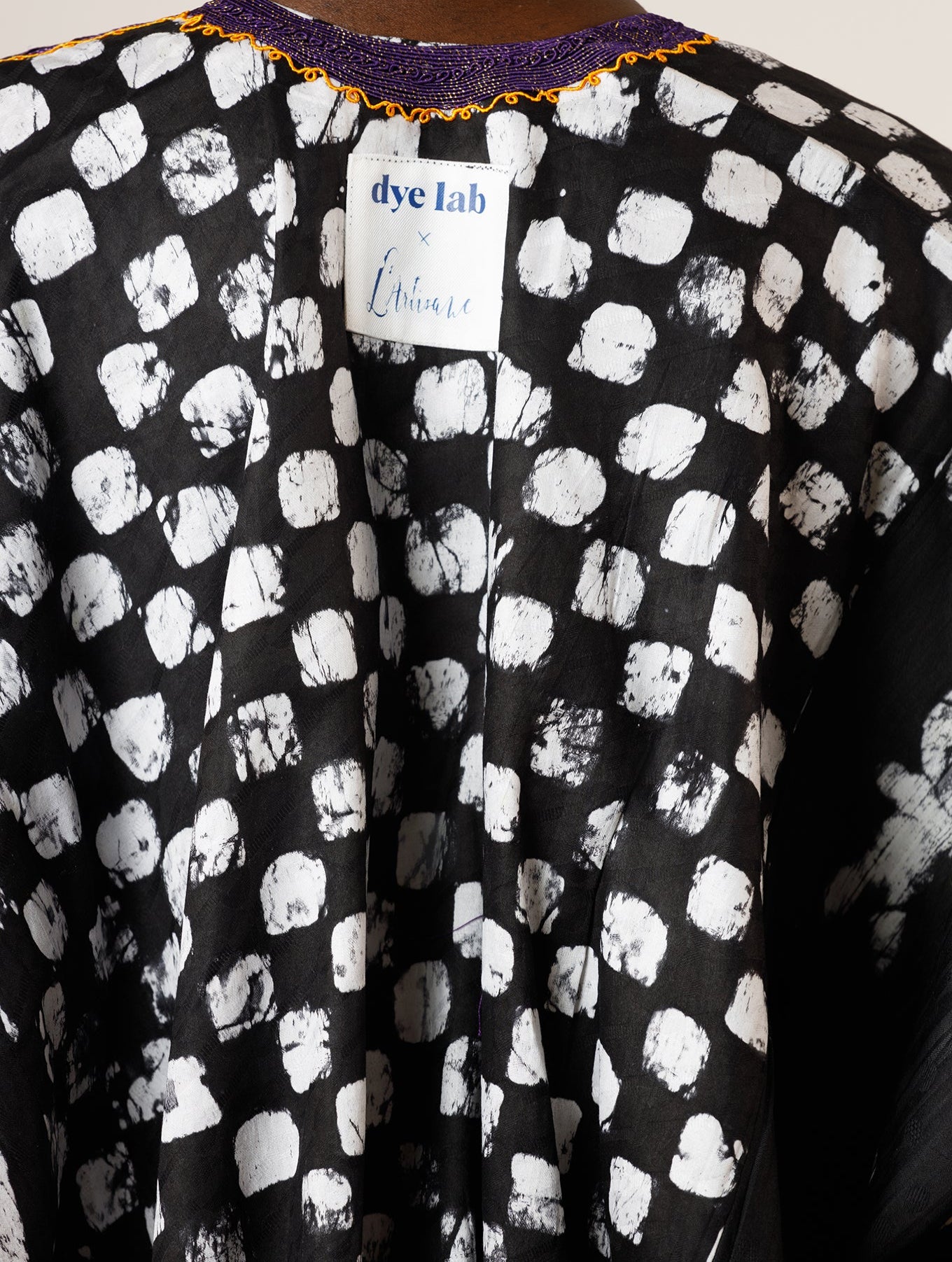 Dye Lab x L’Artisane Black & White Embroidered Agbada