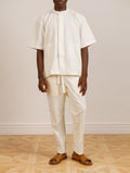 Beige Short-Sleeved Shirt and Beige Straight Trouser Set