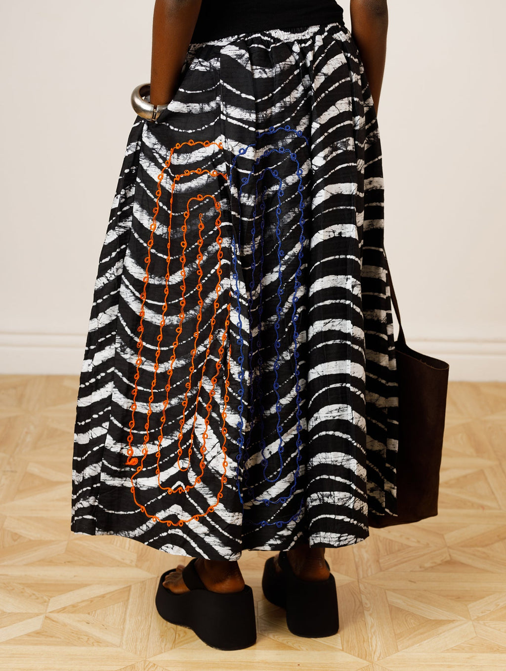 Dye Lab x L’Artisane Black & White Embroidered Culottes