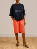 Navy Blue Top with Orange Èkó Short Set