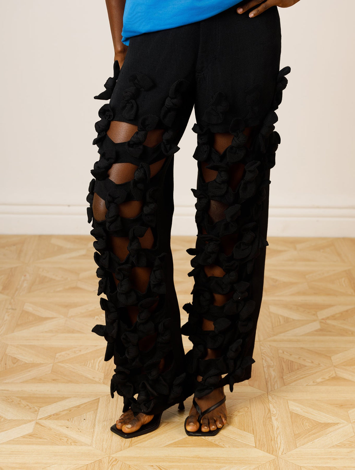 Akwete Cut Out Jeans with Bow Detail
