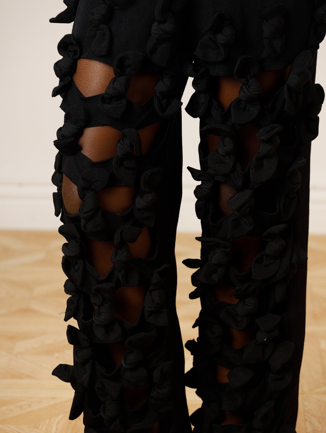 Akwete Cut Out Jeans with Bow Detail