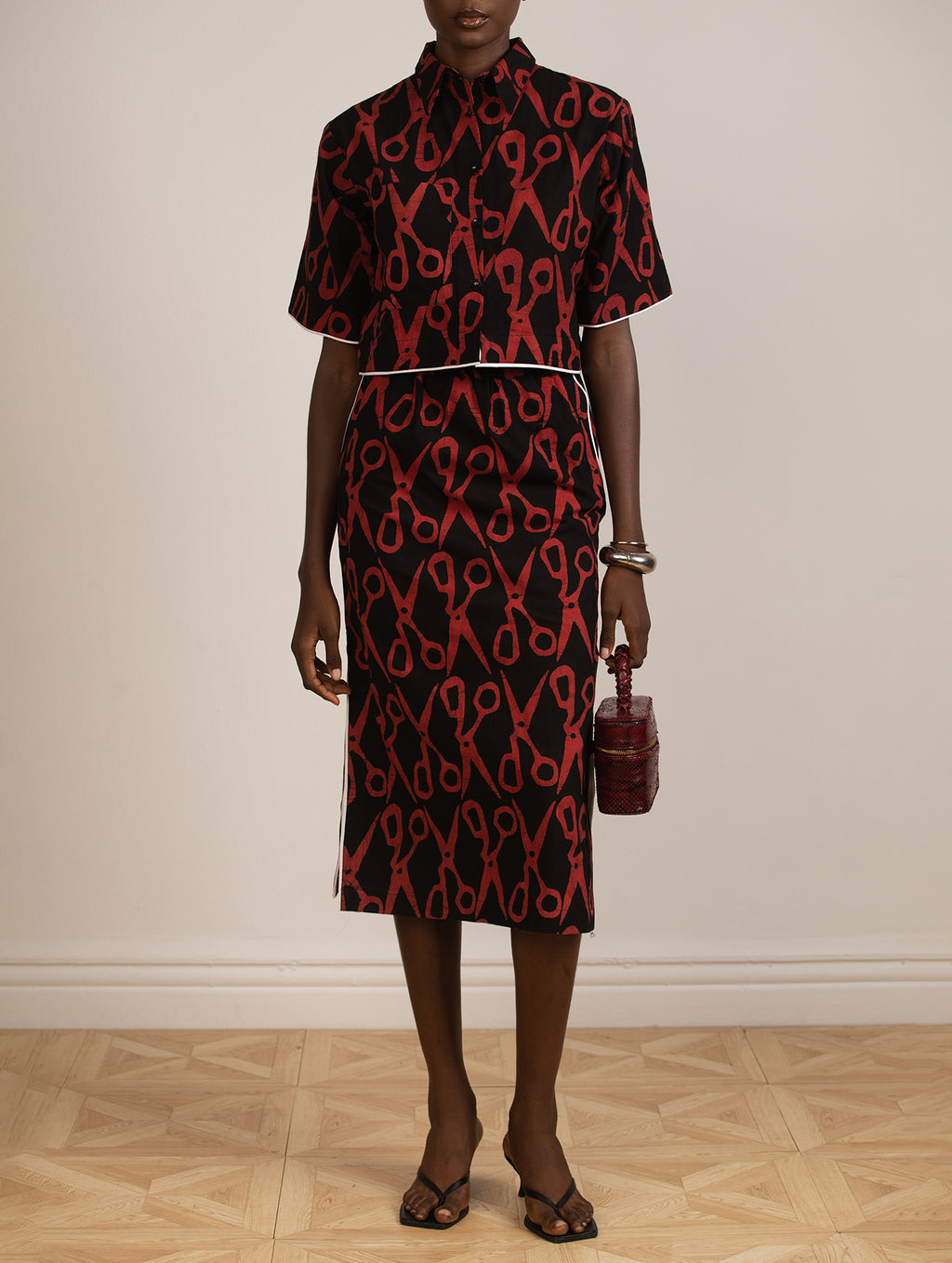 Scissors Crop Top and Skirt Set