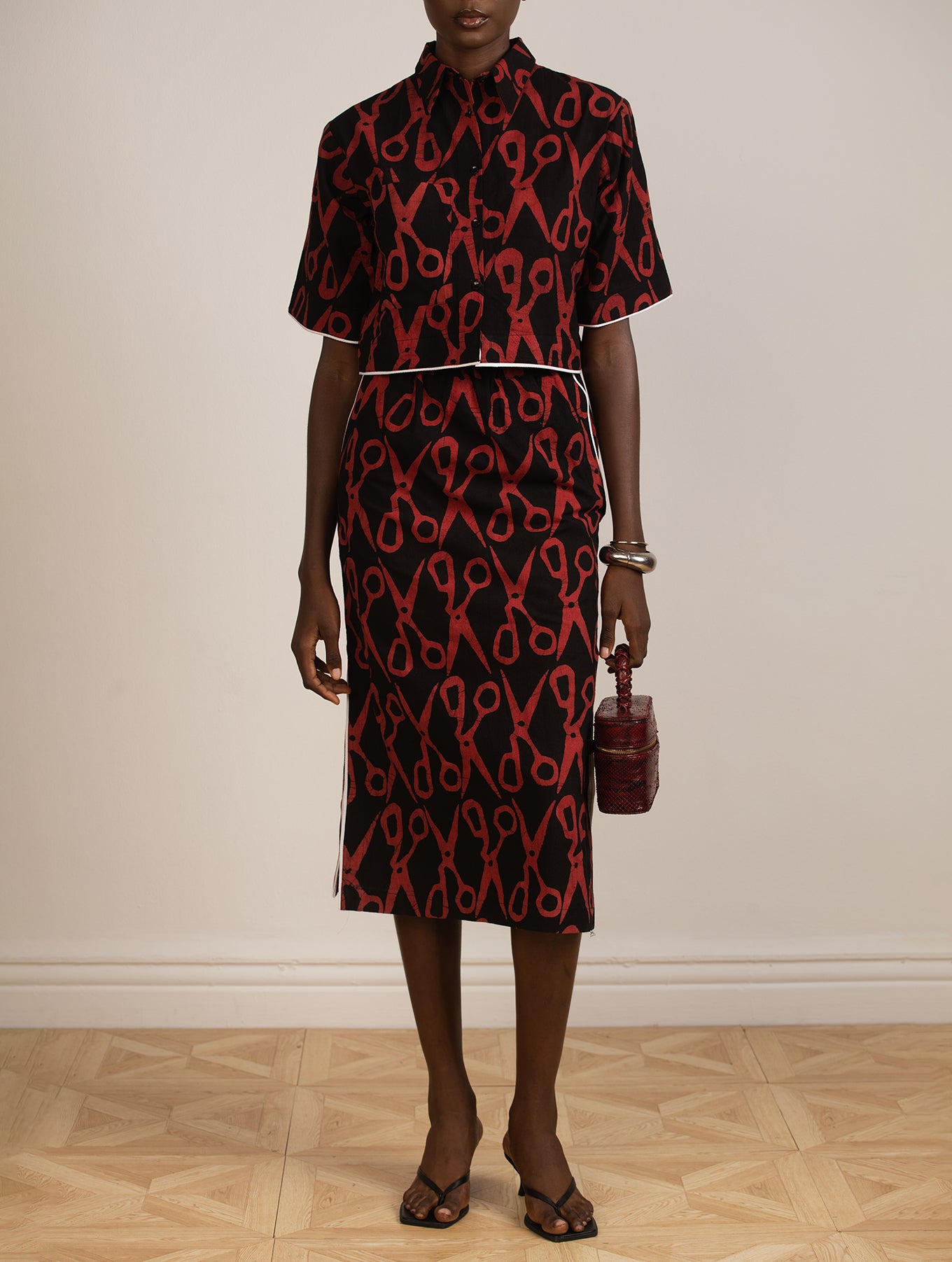 Scissors Crop Top and Skirt Set
