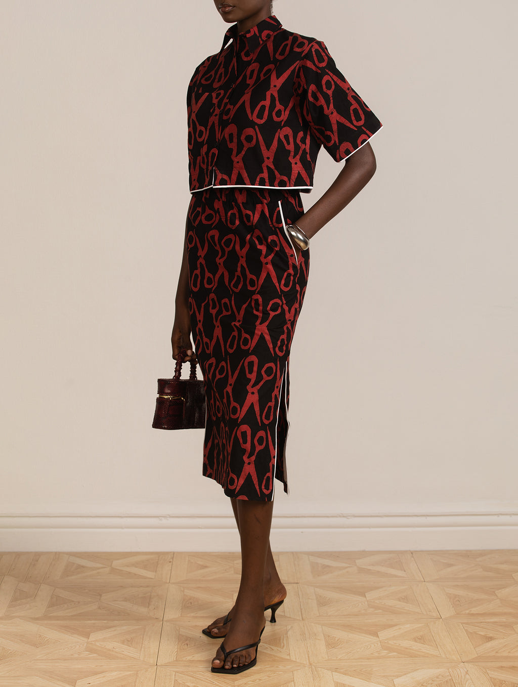 Scissors Crop Top and Skirt Set