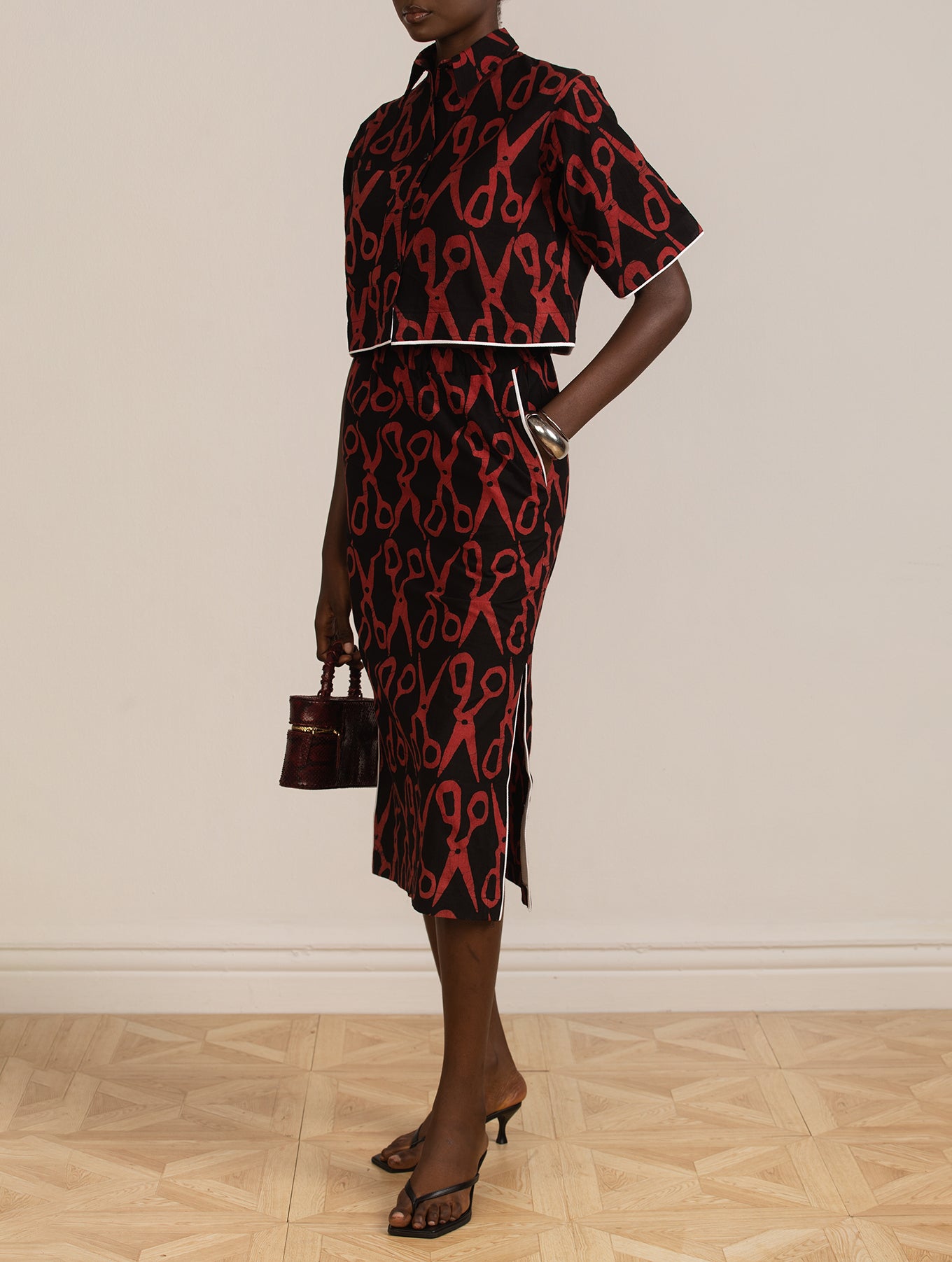 Scissors Crop Top and Skirt Set
