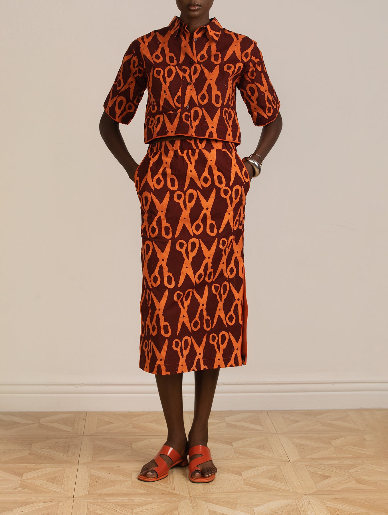 Scissors Crop Top and Skirt Set