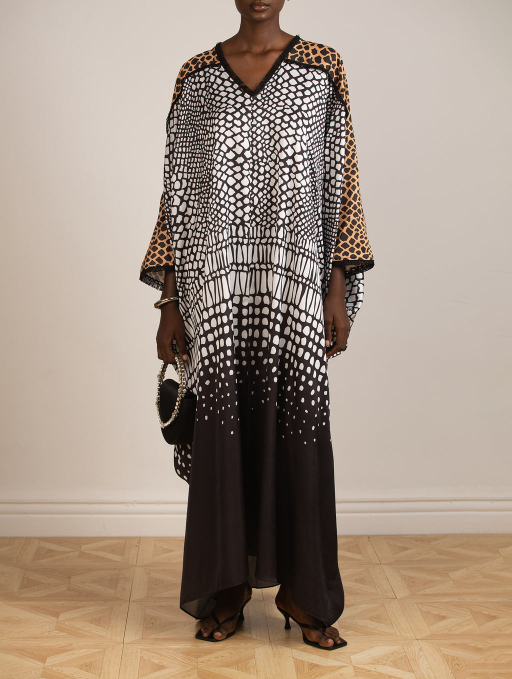 Printed Kaftan in Black and White