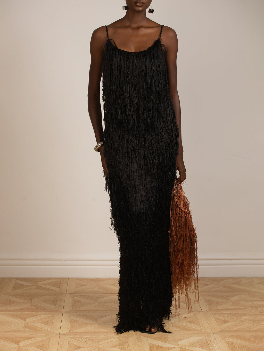 Crochet Backless Fringed Long Dress